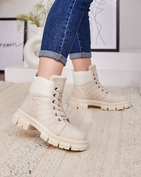 Royalfashion Бежевые женские утепленные ботинки-трапперы Hogenaf