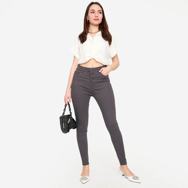 Темно-сірі жіночі вузькі джинси