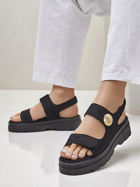 Женские сандалии Royalfashion Anthea Nero – черная замша, платформа 5 см