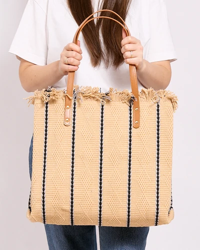 Royalfashion Woven shopper bag with stripes