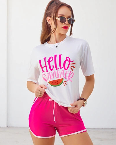 Royalfashion Жіночий спортивний комплект з футболкою та шортами Hello Summer