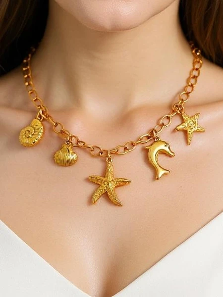 Намисто Atena Charm Sea – золоті амулети з морськими мотивами