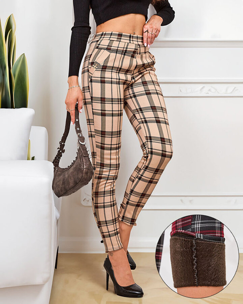 Royalfashion Утепленные клетчатые женские таггинсы