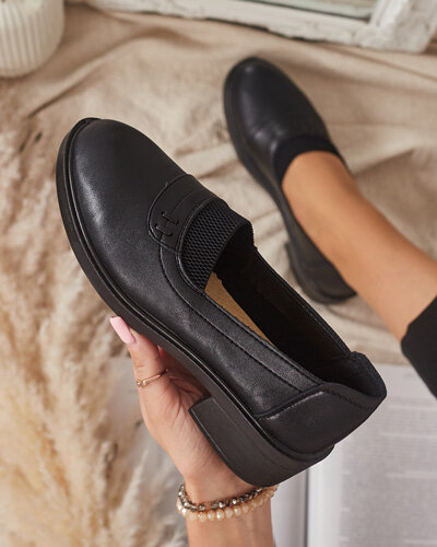 Royalfashion Черные женские мокасины Nasannae