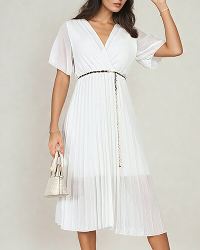 Royalfashion Женское плиссированное платье-миди