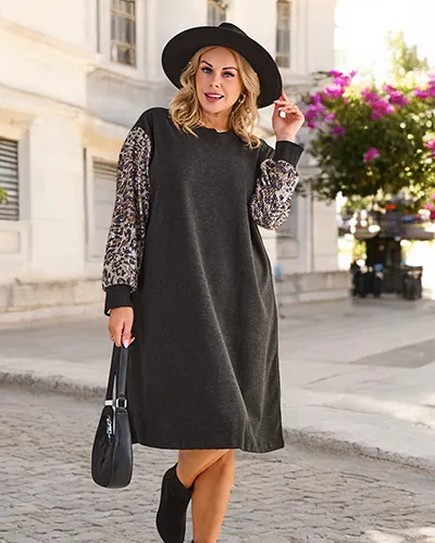 Женское платье Royalfashion из ткани с декоративными рукавами PLUS SIZE