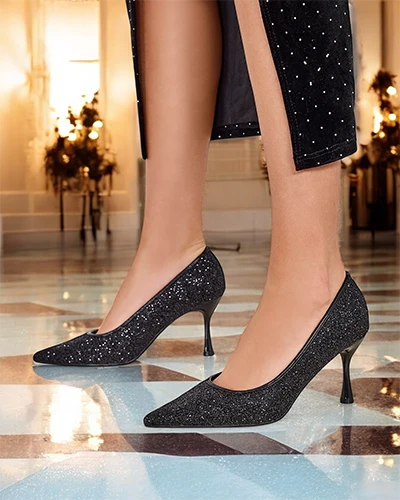 Рожеві насоси дамські з цирконами від Royalfashion Letello