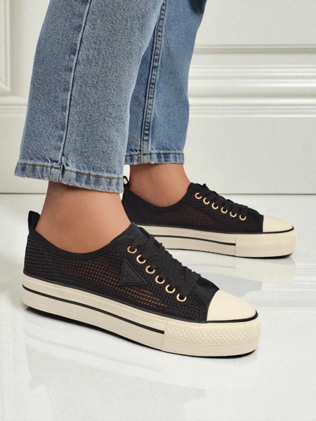 Melania Nero – женские кеды из сетчатой ткани на плоской подошве 3 см