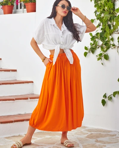 Юбка миди Royalfashion из вискозы для женщин, легкая летняя с двумя карманами