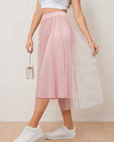 Royalfashion Жіноча двошарова спідниця міді