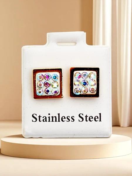 Royalfashion Женские серьги с квадратным цирконием