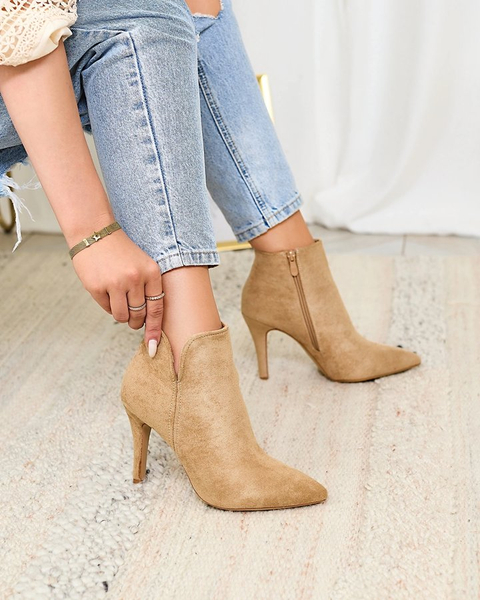 Royalfashion Светло-коричневые женские сапоги на шпильке Amalenika