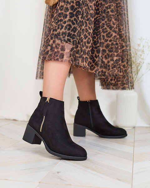 Royalfashion Чорні жіночі черевики з екозамші на низькій шпильці Rejerry