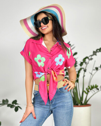 Royalfashion Жіноча коротка квіткова сорочка