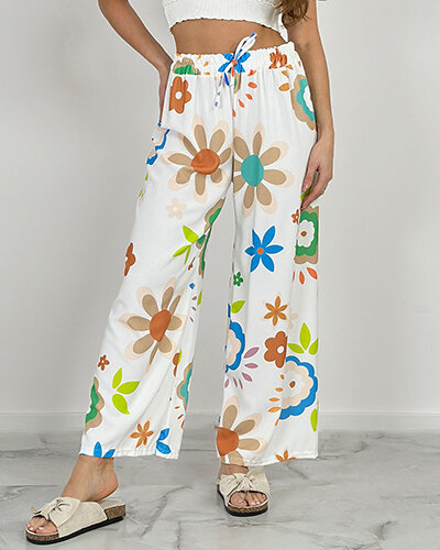 Royalfashion Женские широкие брюки из ткани с цветочным узором