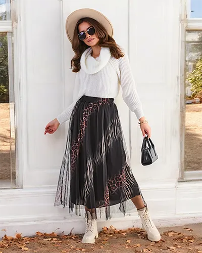 Royalfashion Модель юбки-миди для женщин с тюлем