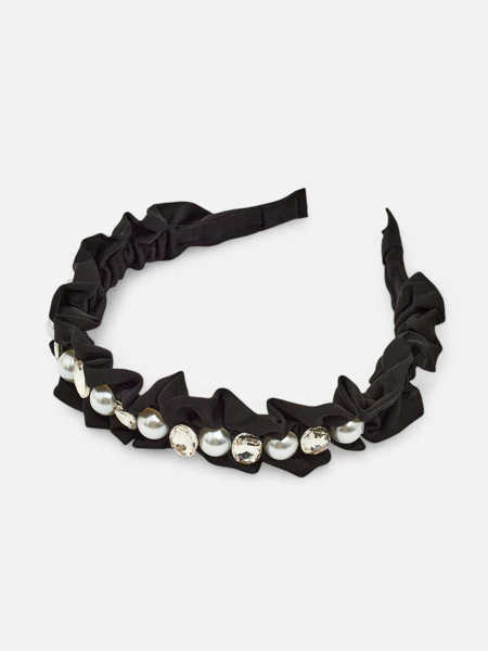 Royalfashion Повязка на голову с оборками и жемчугом