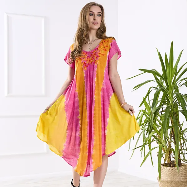 Помаранчево-рожева жіноча пляжна сукня нарзутка - Одяг