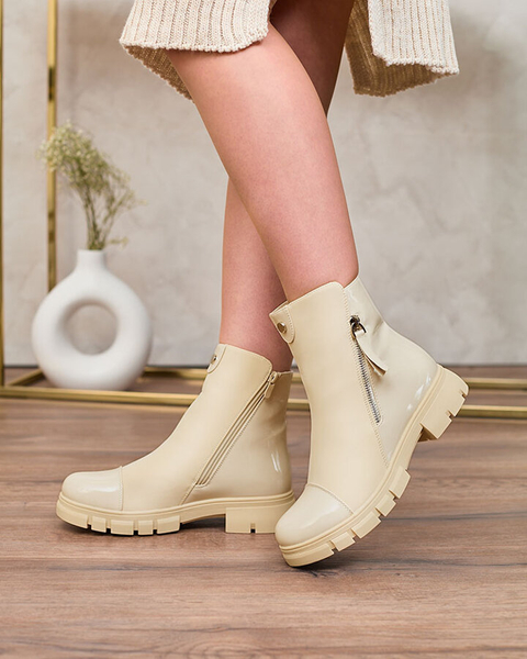 Жіночі черевики Royalfashion Бежеві матові Hedaheh