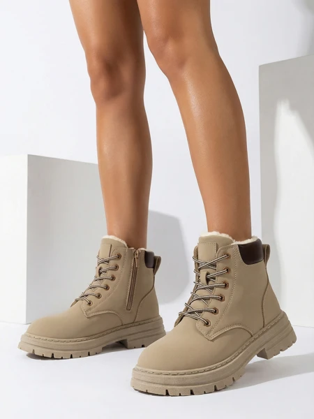 Royalfashion Серо-коричневые женские утепленные сапоги-трапперы Radoras