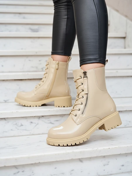 Royalfashion Бежевые женские сапоги-багги из экокожи Седдага