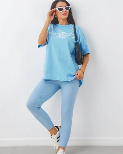 Royalfashion Хлопковый женский комплект с короткими рукавами и леггинсами