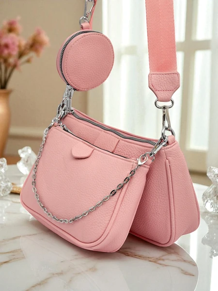 Женская сумка Amara Rosa – розовая сумка-мессенджер из экокожи с цепочкой