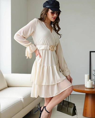 Женское мини-платье Royalfashion с рюшами и запахом