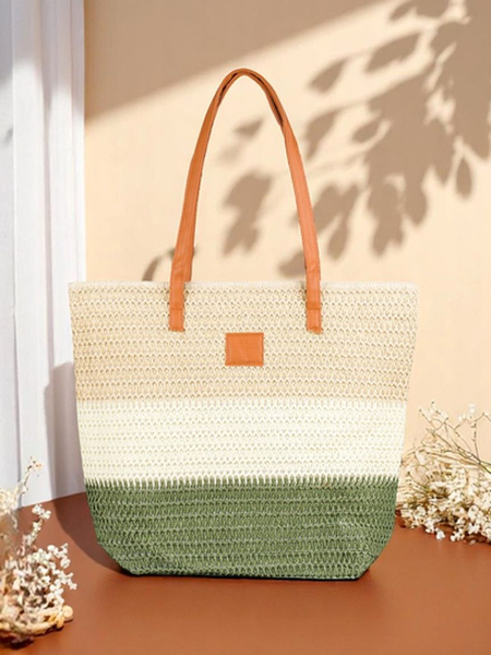 Royalfashion Большая женская соломенная сумка с широкими полосами