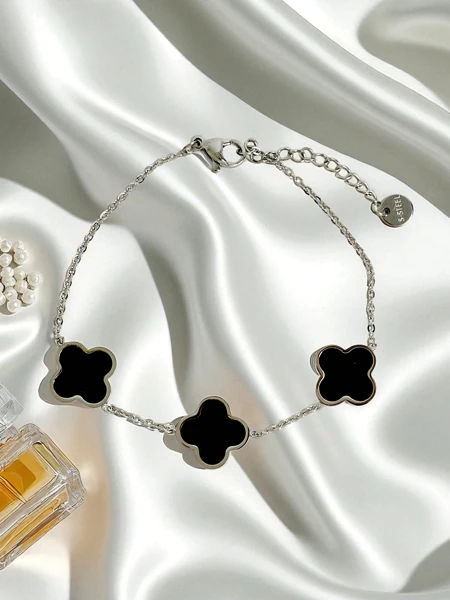 Браслет Callisto Nero из нержавеющей стали с цветочным мотивом