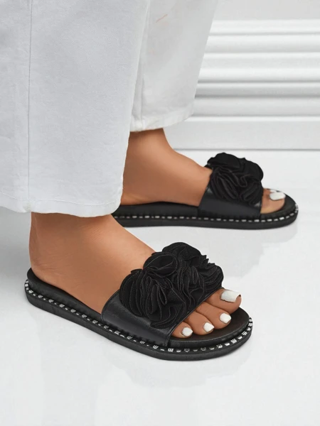 Royalfashion Женские шлепанцы на плоской подошве Flora Verde