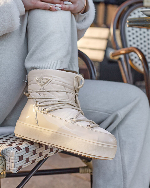 Royalfashion Женские сапоги-слипы a'la snow boots бежевого цвета Nevsone