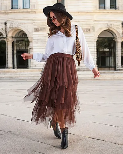 Жіноча двошарова міді-спідниця Royalfashion