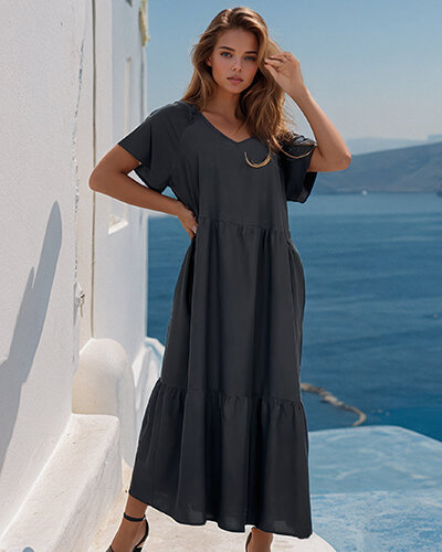 Royalfashion Женское простое платье-миди