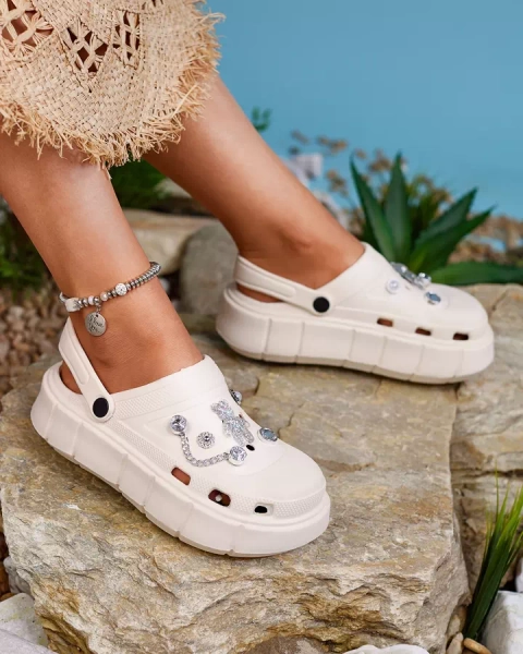 Royalfashion Кремовые женские резиновые шлепанцы Kooranza