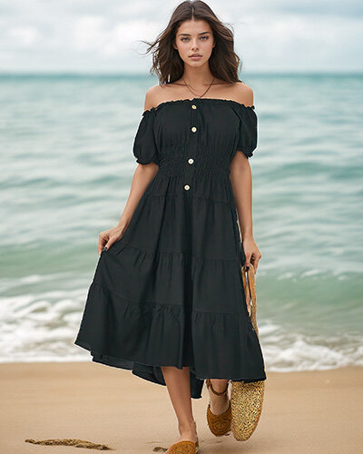 Royalfashion Женское платье а'ля испанка длиной до колена