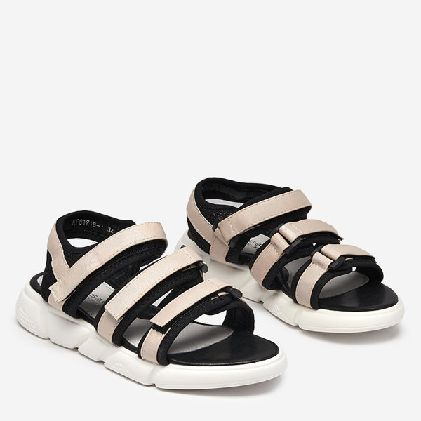 Босоножки для девочки на липучке бежевого цвета Mumin-Shoes