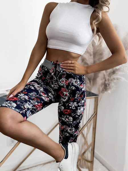 Жіночі шорти 3/4 з малюнком, темно-сині та червоні PLUS SIZE - Одяг