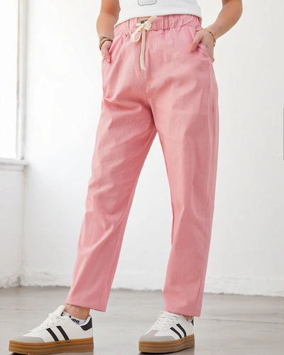 Royalfashion бавовняні прямі жіночі штани з зав'язкою на талії