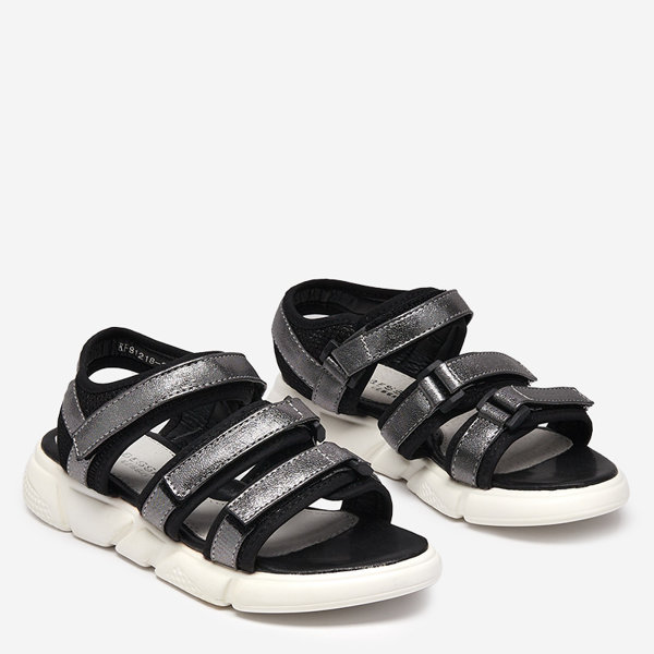 Босоножки для девочек на липучке цвета графит Mumin - Обувь