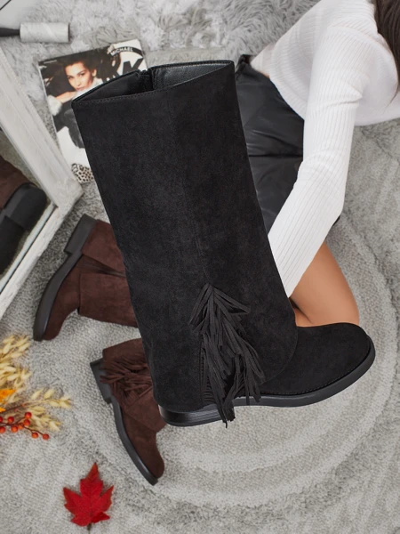 Damskie kozaki eko zamszowe z cholewką Ismara