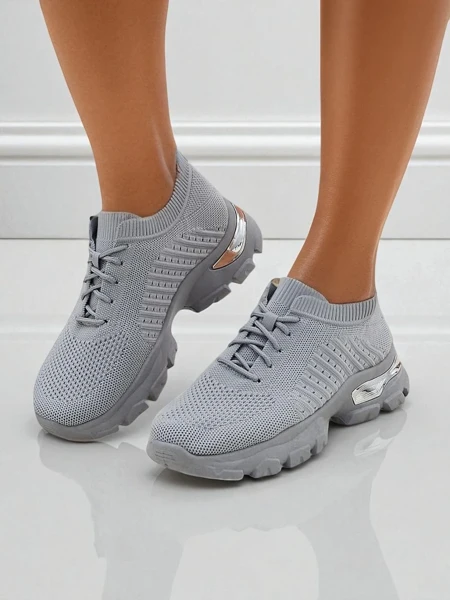 Женские кроссовки Atenea Light серые тканевые на плоской подошве 4,5 см