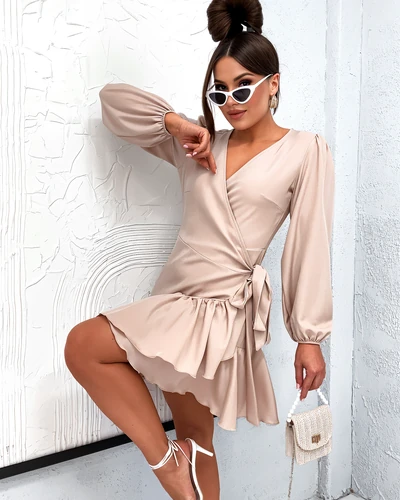 Женское мини-платье Royalfashion с завязками и рюшами