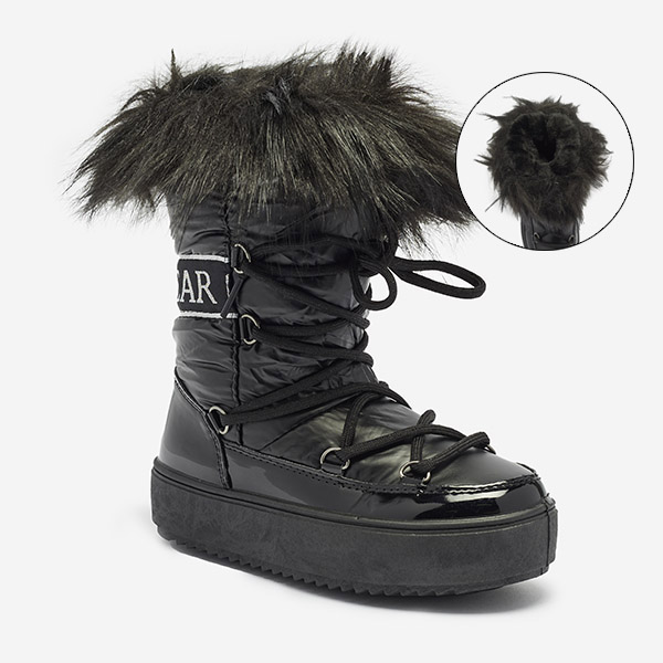 Черные детские ботинки-слипоны a'la snow boots with fur Asika - Обувь