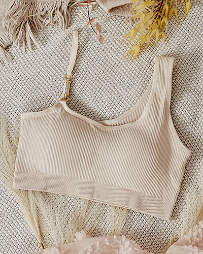 Royalfashion Женский ребристый бюстгальтер с декоративной бретелью