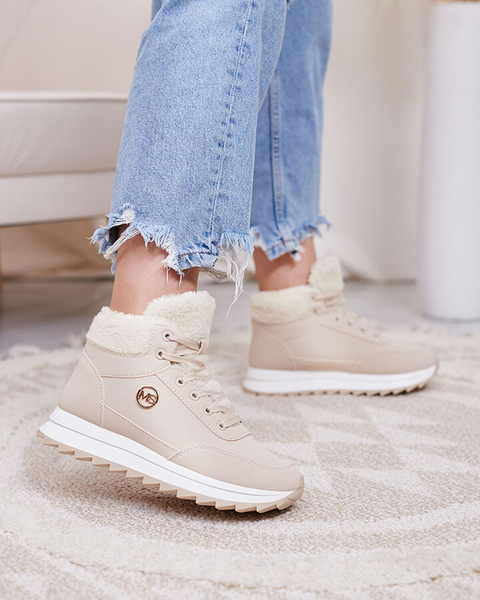 Royalfashion Жіночі утеплені спортивні черевики бежевого кольору Cerrto