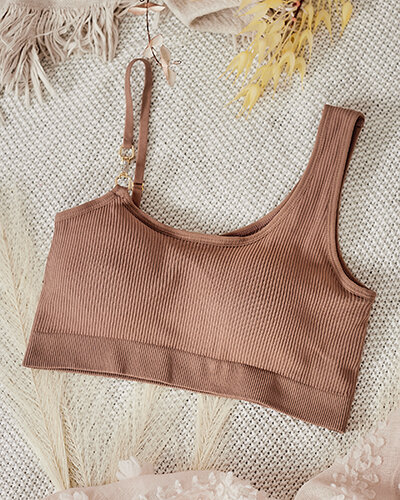 Royalfashion Жіночий ребристий бюстгальтер на кісточках з декоративною бретеллю