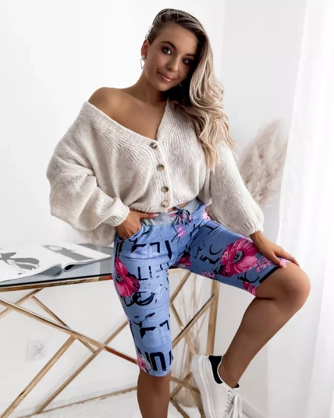 Royalfashion Сине-розовые женские шорты 3/4 с принтом PLUS SIZE