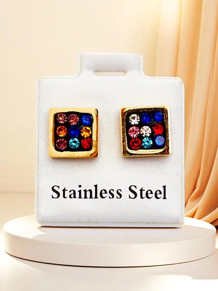 Royalfashion Жіночі квадратні сережки з кубічним цирконієм