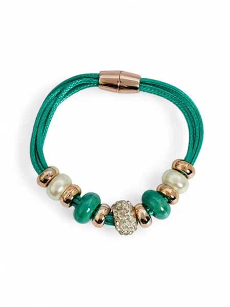 Жіночий браслет з намистинами та цирконами